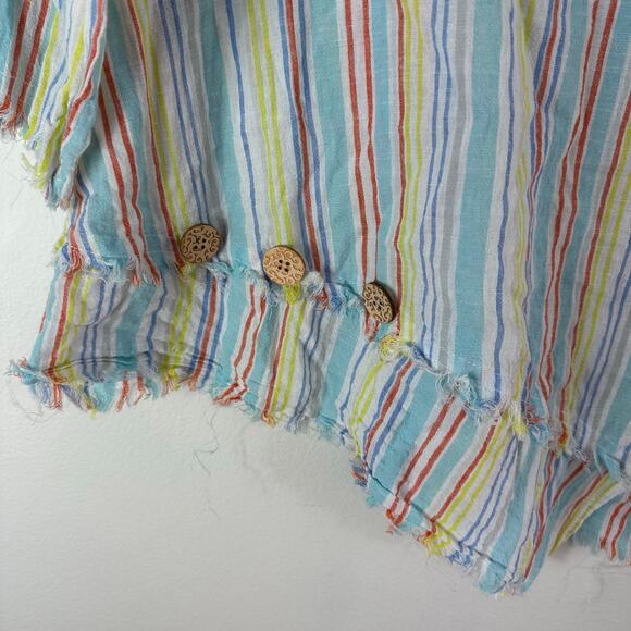 Ali Miles Tunic Top Womens Size 1X Multicolor Striped Linen Cotton Asymmetrical - Picture 4 of 8